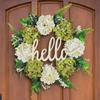 Holiday Hello Simulation Garland Door Decoration Hydrangea Rattan Ring Window Decoration Wall Hanging