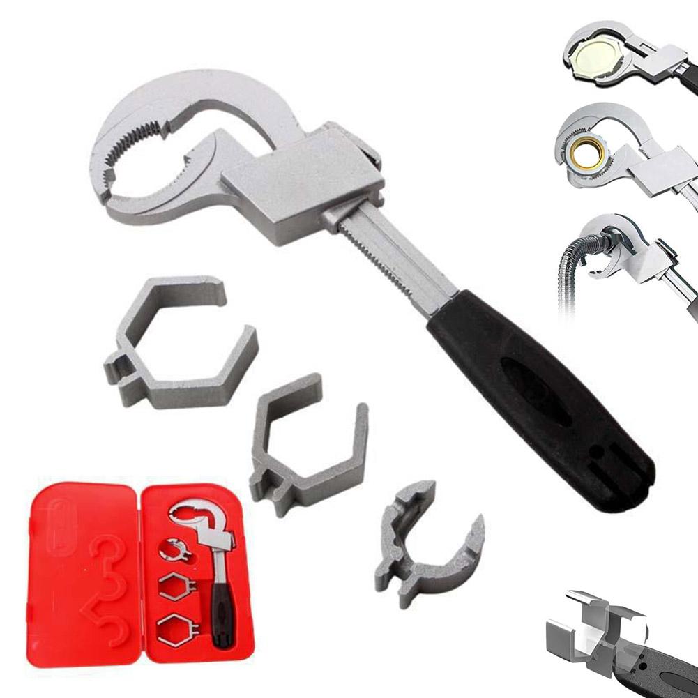 4 In 1 Water Pipe Wrench Multi Purpose Sink Wrench Bathroom Wrench Toothed Wrench Movable Board Plumbing Installation Sink Tool