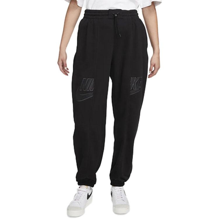 Nike Letter Logo Print Cuffed Sports Pants Women bottoms Black DV8089-010