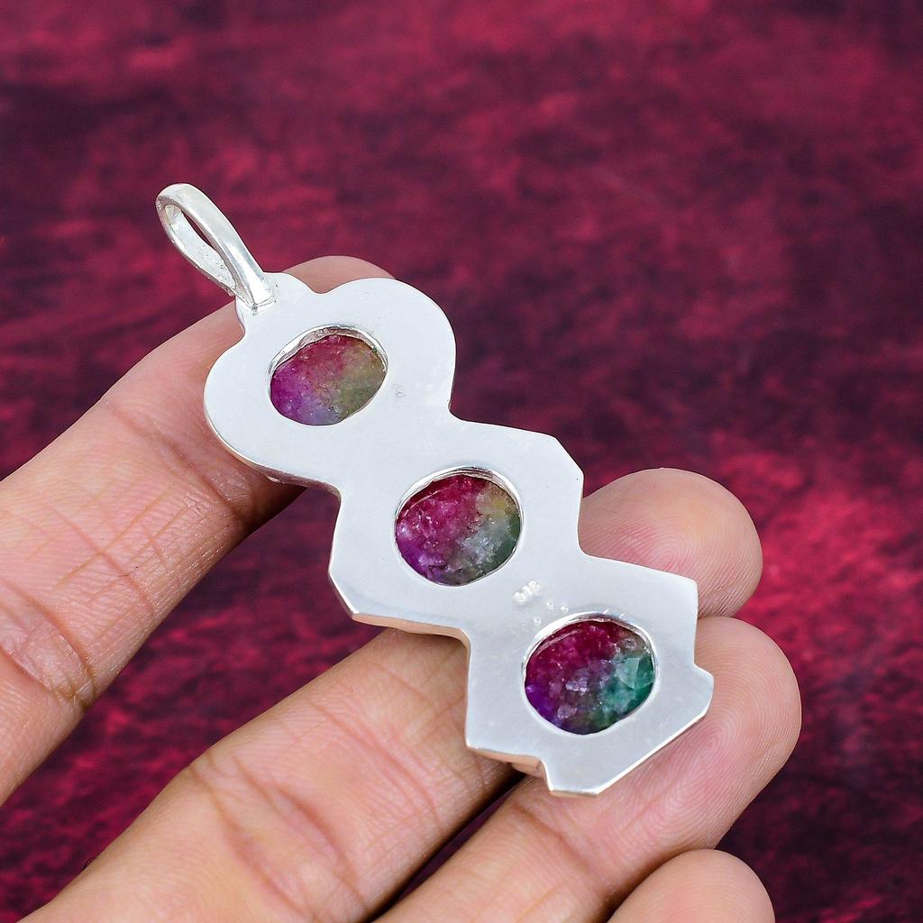 Rainbow Solar Quartz 925 Solid Sterling Silver Pendant, Handmade Gemstone Pendant Jewelry, Gifts For Wife Brand New Pendant