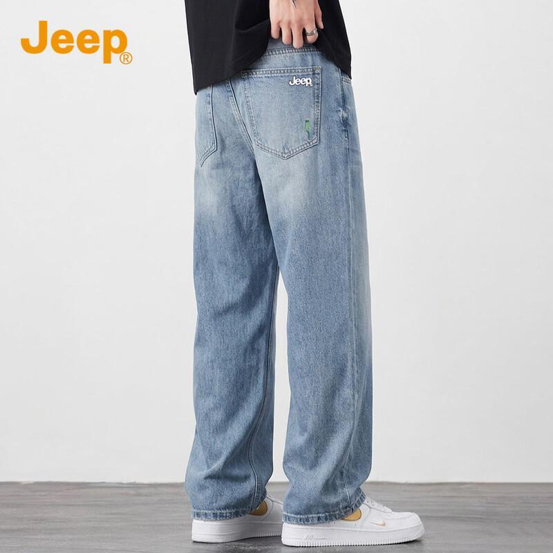 JEEP Men's Loose Straight Lyocell Summer Jeans