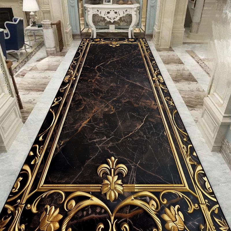 European Style Luxury Long Corridor Carpet Red Carpet Non-slip Stair Floor Mat Customizable Wedding Hall Passageway Corridor Rug
