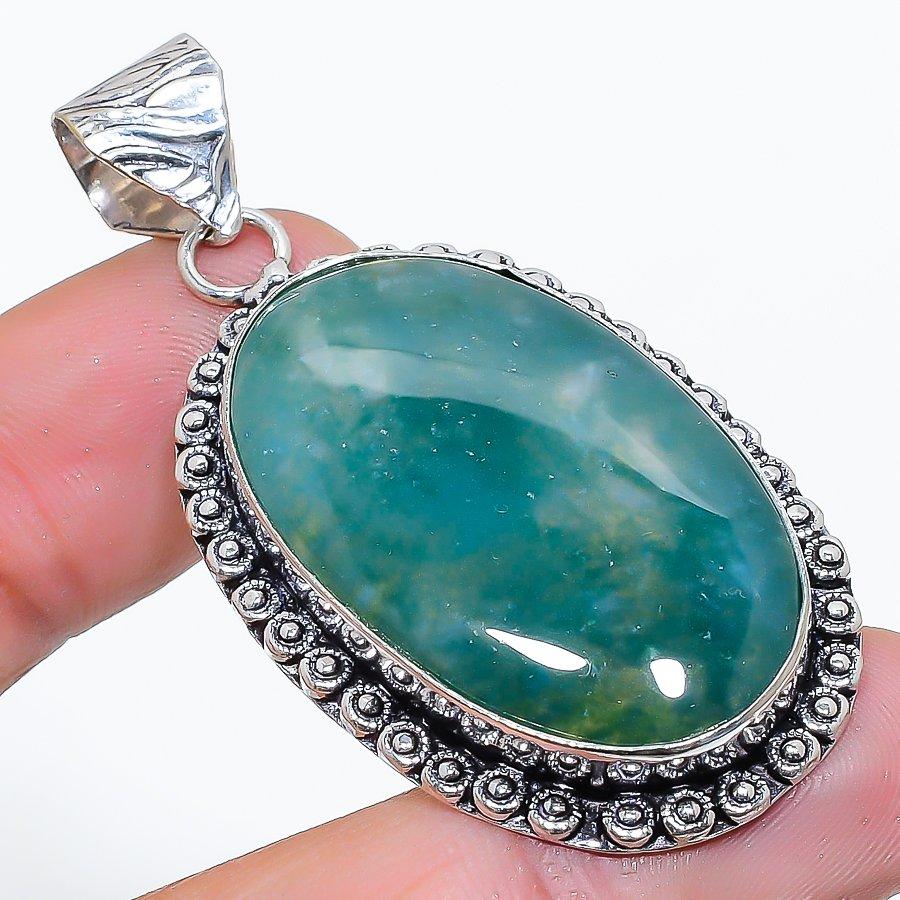 

Indian Moss Agate Gemstone 925 Sterling Silver Jewelry Pendant 2.17 SU-10737