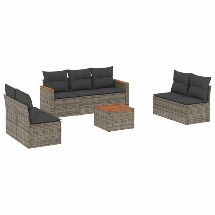 VidaXL Garden Lounge Set with Cushions 8 Pcs, Patio Sofas, Patio Furniture Set, Outdoor Furniture, Grey 3258287