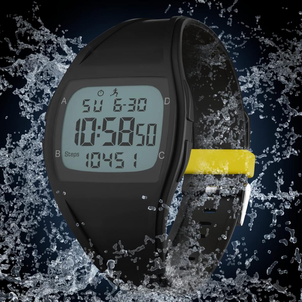 Amain Walking Watch with Vibrating and Stopwatch AWW-2502 Pedometer, Alarm, Waterproof, (Black)