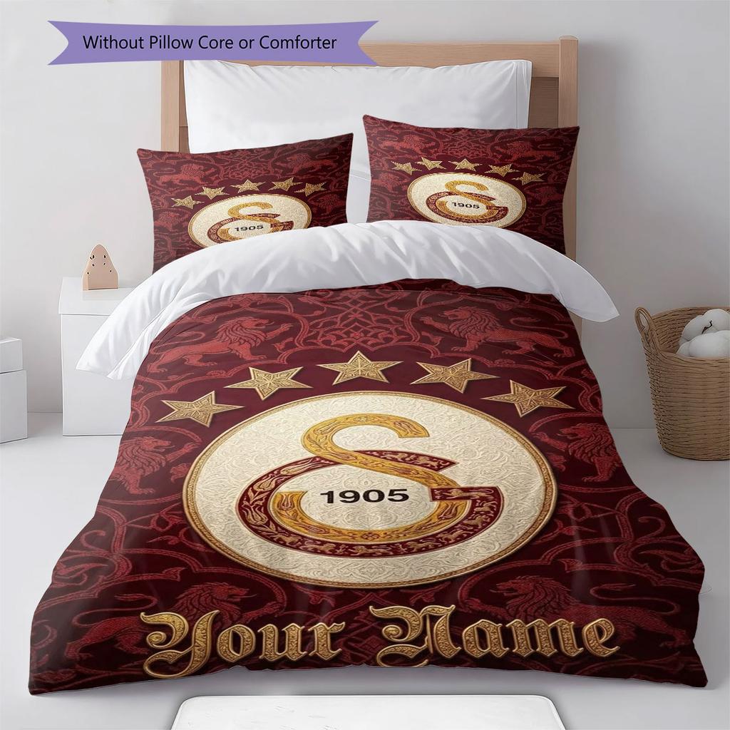 Galatasaray S Custom Name Pattern Bedding,Quilt Set Quilt Cover Pillowcase Home Birthday Gift(1 * duvet cover + 2 * pillowcase, without core)