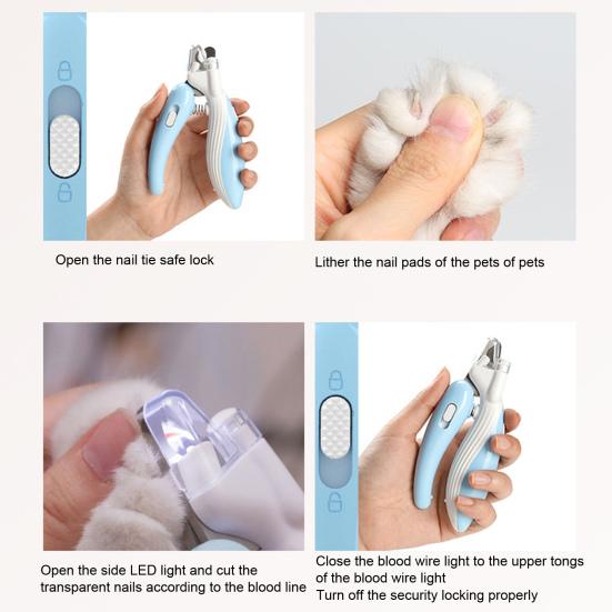 Nagelknipser für Haustiere mit eingebautem LED-Licht, Sicherheitsschutz, beleuchteter Nagelknipser für Haustiere, verbesserte Sichtbarkeit, Nagelschneider, Nagelpflegewerkzeug für die Haustierpflege