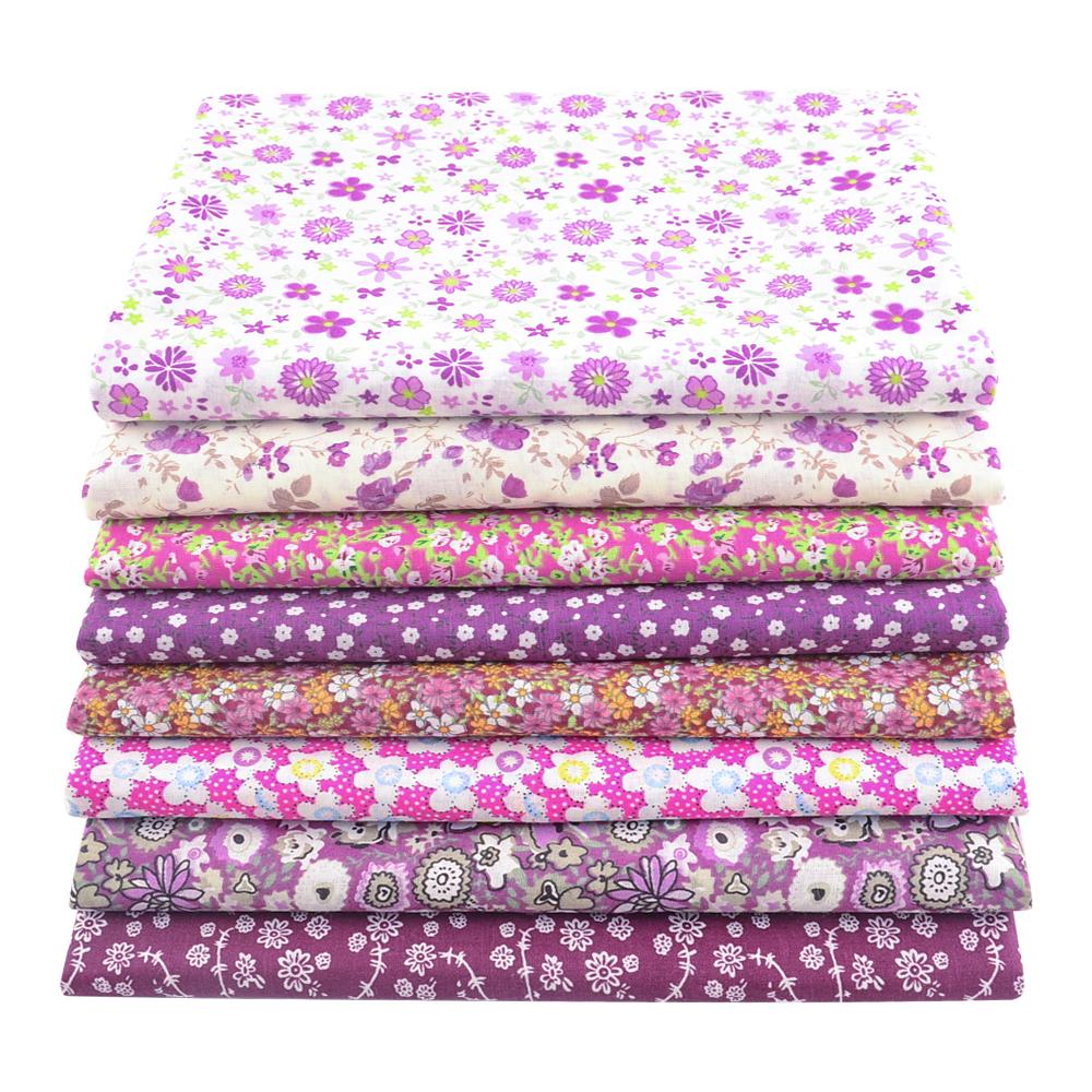 Teramila 8PCS Pack Square Multicolor Printed Cotton Fabric For Sewing Quilt Cloth Needlework Plaid Handicraft Material Patchwork