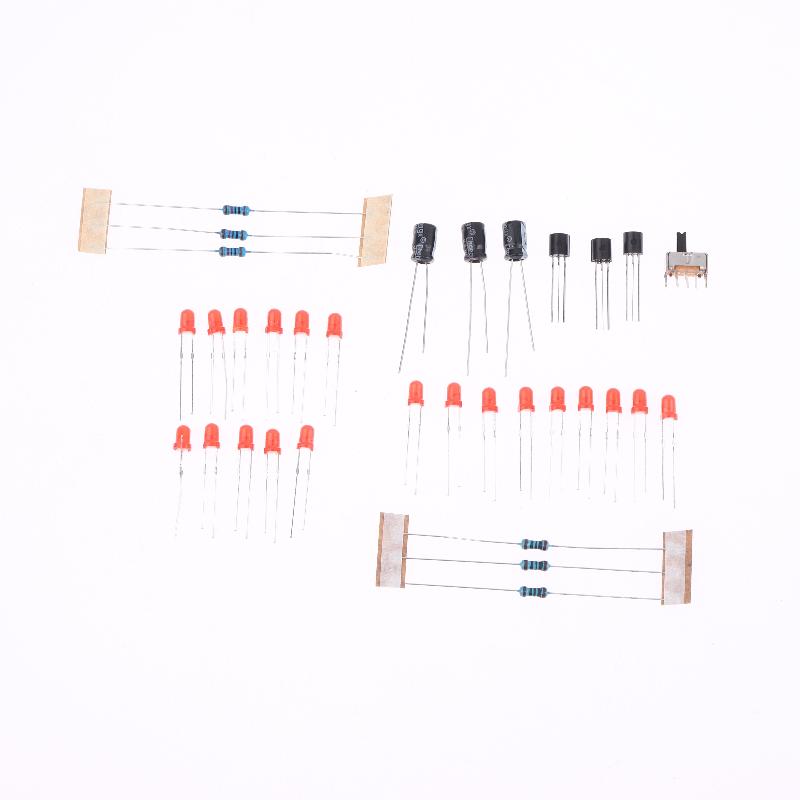 Diy Heart-Shaped Led Flowing Lights Electronic Kit 18 Red Led Light Pcb Soldering Kit With Battery Box Dc3V Circuit Board Module