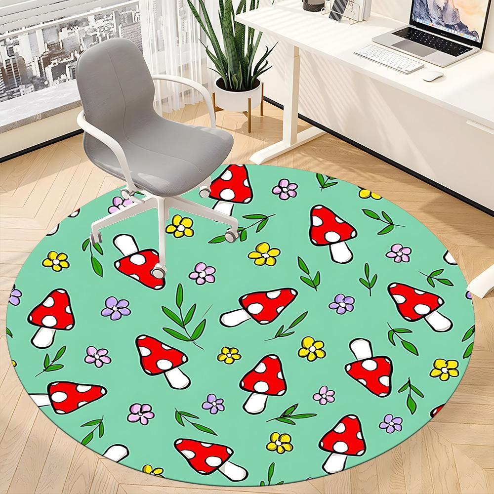1PC Mushroom Pattern Chair Carpet for Office, Indoor Non-Slip Washable Carpet, Soft Comfortable Mat For Office Room yy250930225