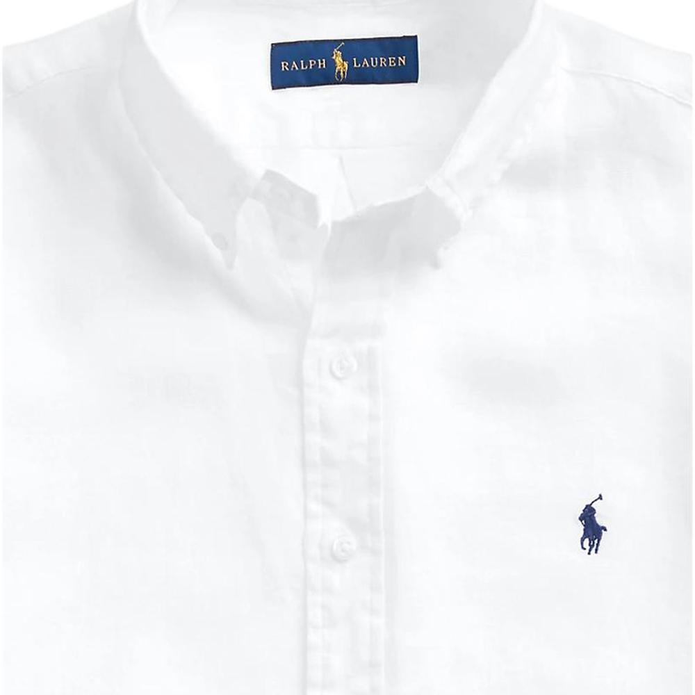 Polo Ralph Lauren Solid Color Logo Embroidered Single-Breasted Short Sleeve Shirt Men shirts White 710791757002