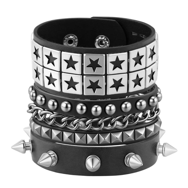 1 Stück Punk Goth Rock spitze Nieten Kegel Nieten Leder Manschette Armband Für Männer Hip Hop Frauen klobiges Armband Pulseras Schmuck