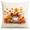 New Autumn Thanksgiving Throw Pillow Cover Linen Print Cartoon Pattern Living Room Bedroom Sofa Decoration