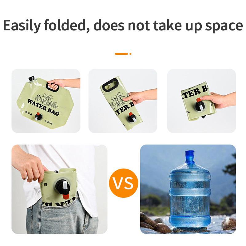 1PC Camping Water Bag Outdoor Hiking Folding Water Bucket Bag with Faucet 8L Large Capacity Water Container Camping Supplies
