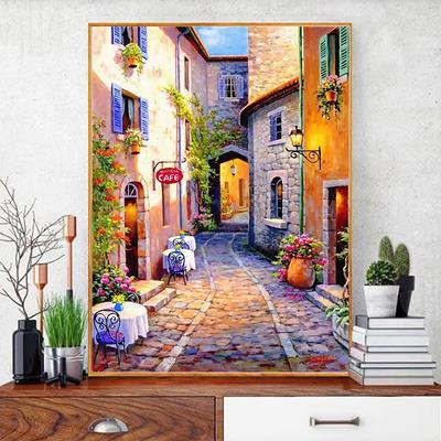 European Decoration Maison Glass Drills 5D Diamond Painting DIY Kit Hot Sale City Street Landscapes Art for Home Decoration