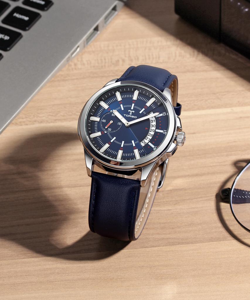 Toleuso T47L-Slbl Classical Multi Watch Leather Men'S Watch
