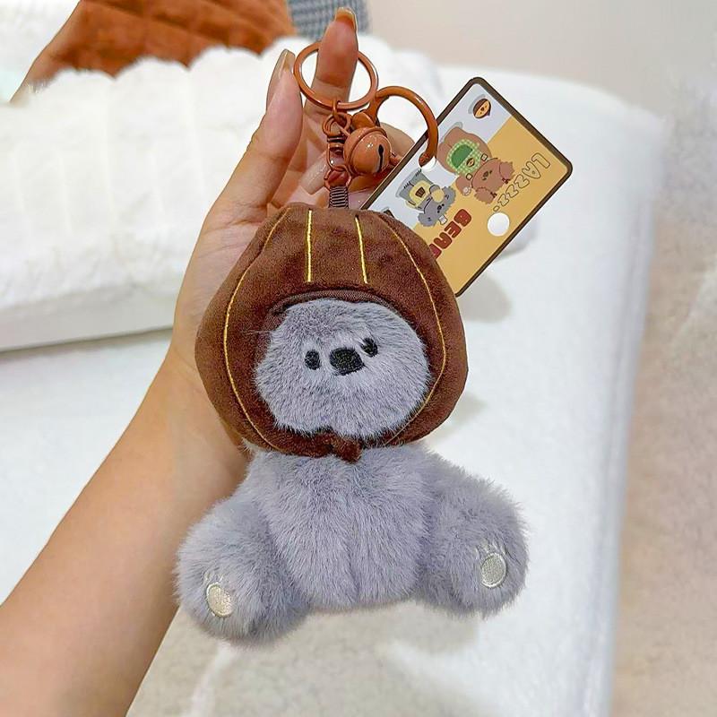Adorable Plush Koala And Sloth Bear Keyring With Wearing A Headgear For Gifts
