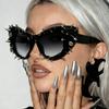 Store Cat Eye Solbriller for Kvinner med Metallpigger Nagle Trendy Punk Gotisk Stil Mørk Unik Farge for Overdreven Fest