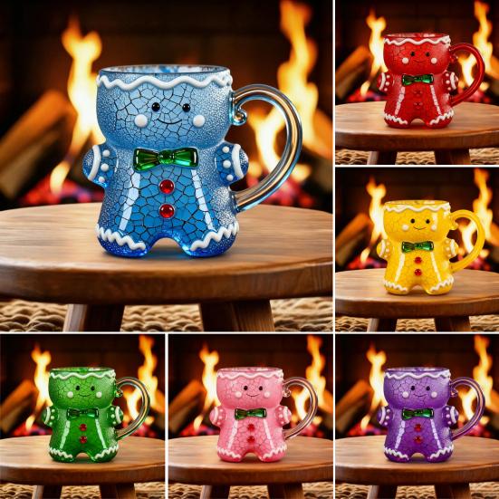 Tazza in Ceramica Uomo di Pan di Zenzero Tazza da Caffè a Forma di Uomo di Pan di Zenzero Natalizio con Manico per Caffè Tè Cioccolata Calda Acqua