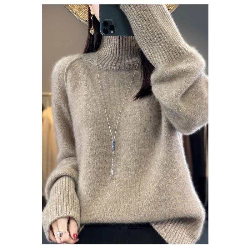 Solid Color Women's Autumn and Winter New Half-turtleneck Sweater Knitted Bottoming Shirt Warm and Versatile Pullover