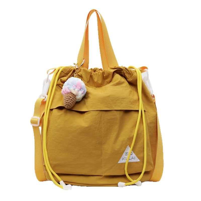 Large capacity Drawstring Bucket Bag SuperLight Style Lady Small Satchel Leisure Multi Pocket Shoulder Messenger Bag