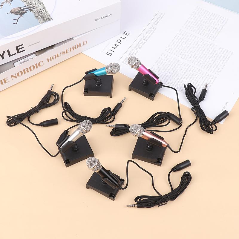 1Pc 3.5Mm Mini Microphone With Stand Stereo Studio Mic For Smart Phone Laptop Desktop Handheld Microphone Portable Mini Mic