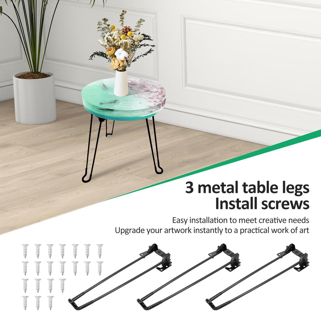 Resin Table Mold Soft Silicone Epoxy Table Mold with 3 Metal Leg Decorative Silicone Resin Tray for Home Decoration DIY Art Work