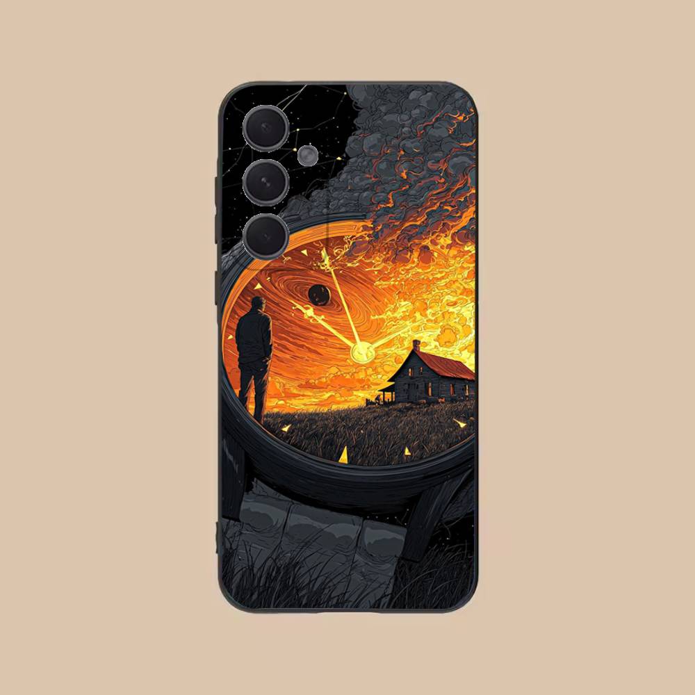 The Clock Phone Case For Samsung S25,24,21,22,23,20,S30,Ultra,Plus,Fe,Lite,Note,5G Black Cover