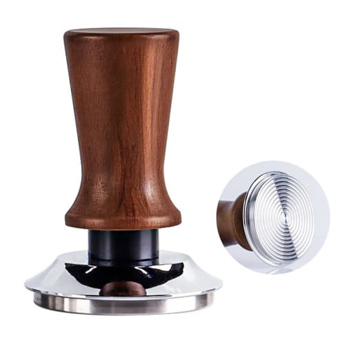 Refoiner Tamper, 51mm Espresso Tamper, Coffee Tamper Mat with Stainless Steel Ripple Base and Wooden Handle, Coffee Hammer/Reclaimer Presser for Home,