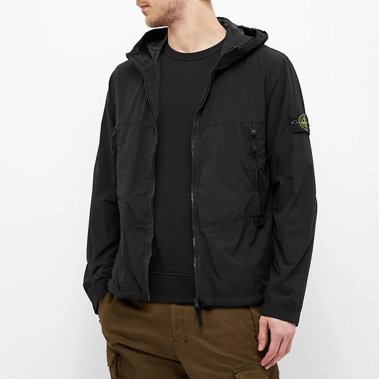 Stone Island Garment Dyed Hooded Jacket Black Men Outerwear 741540131-V0029