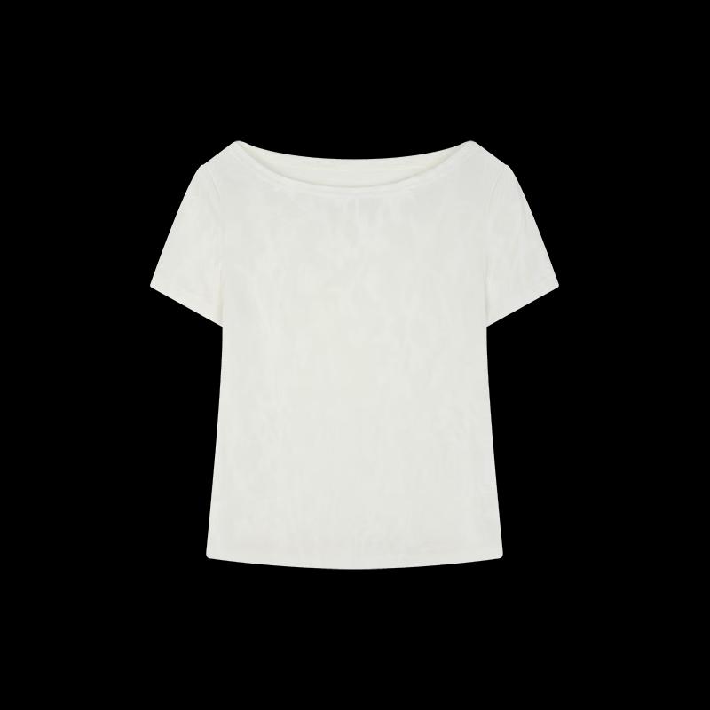 Jacquard Waist-Cinching Short Sleeve T-shirt