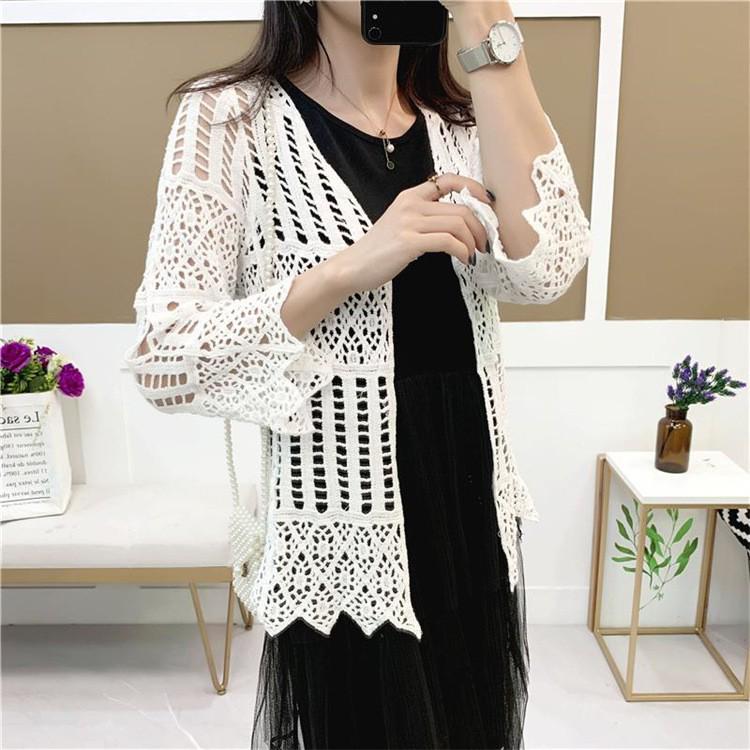 Γυναικεία Κεντημένη Διάτρητη Επτάτελη Καρντιγκάν Προστασίας από τον Ήλιο Τοπ Παραλίας