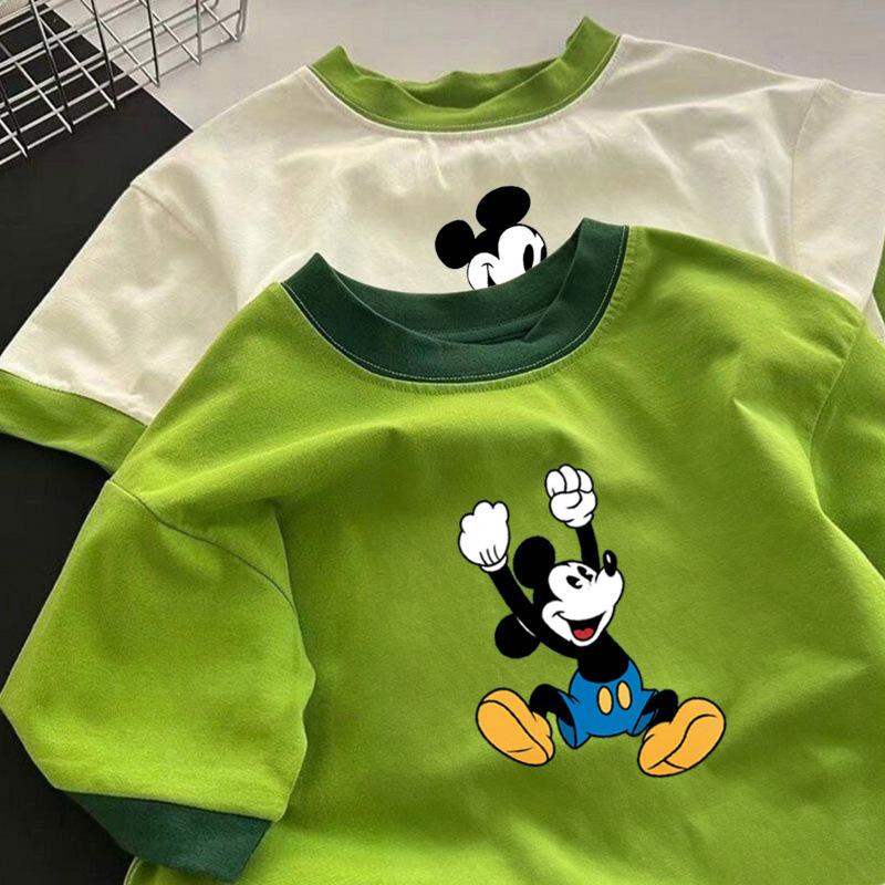 Kids 100 Percent Cotton Cartoon Print Short Sleeve T Shirt Summer Boys Girls Baby Breathable Top