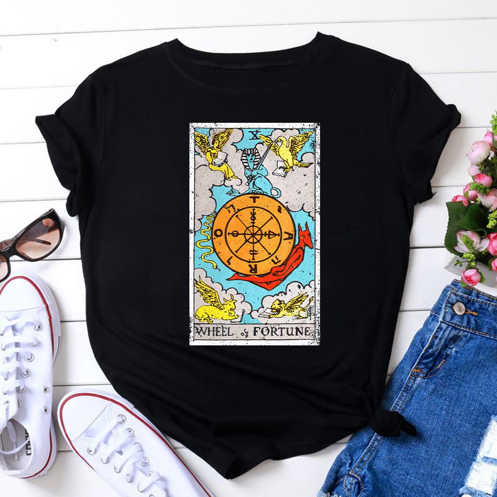 

Tarot Death Card Artistic 100% Cotton Fashion Loose T-Shirt Mystical Occult Tee For Tarot Enthusiasts And Esoteric Style Seekers M