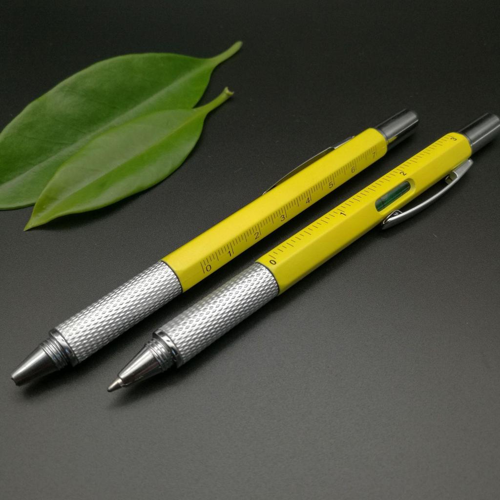 5pcs 6-in-1 Multifunctional Pen with Touch Screen Stylus, Screwdriver, Ruler, and Level Gauge