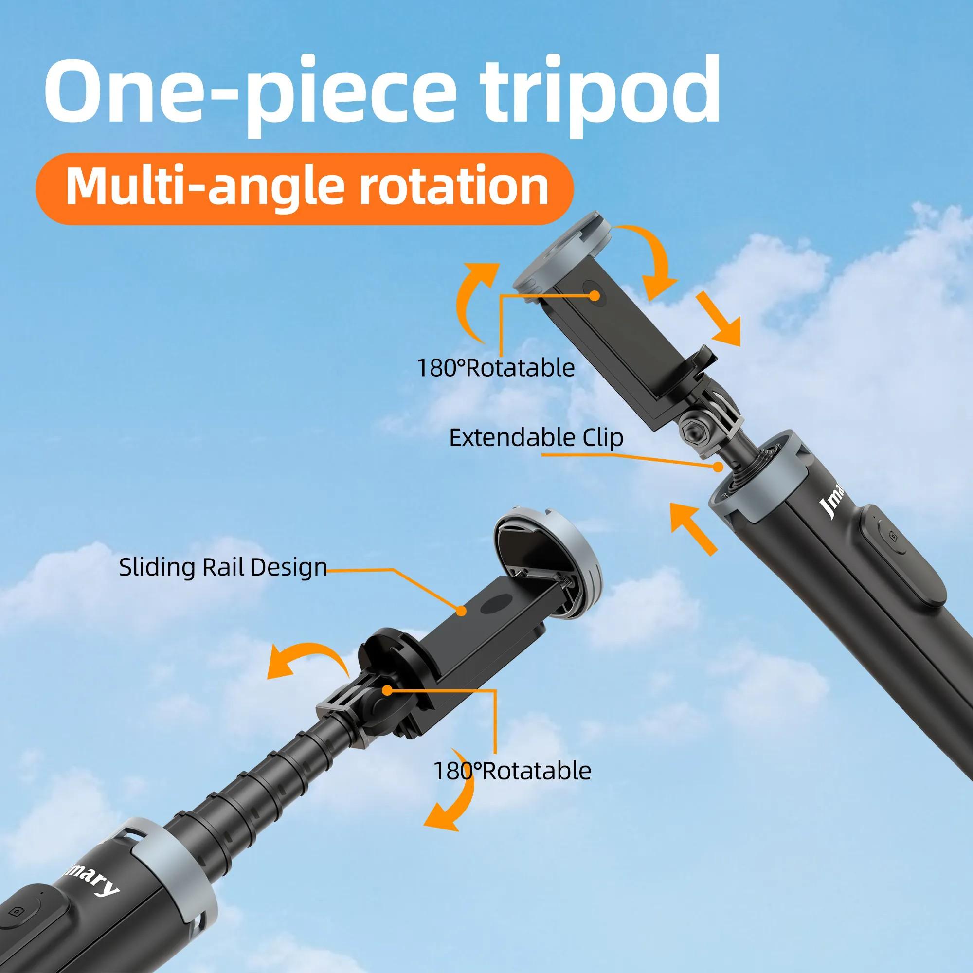 

JAMRY kt-259 8-Section Retractable Selfie Stick Tripod with 360 Degree Rotating Phone Clip Type A