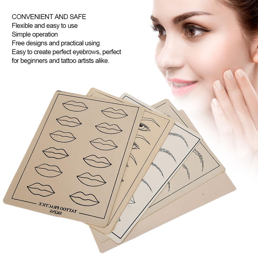 5 Stück Set Multifunktionale Microblading Übungshaut Weiche Haut Make-up Übung Silikonwerkzeuge