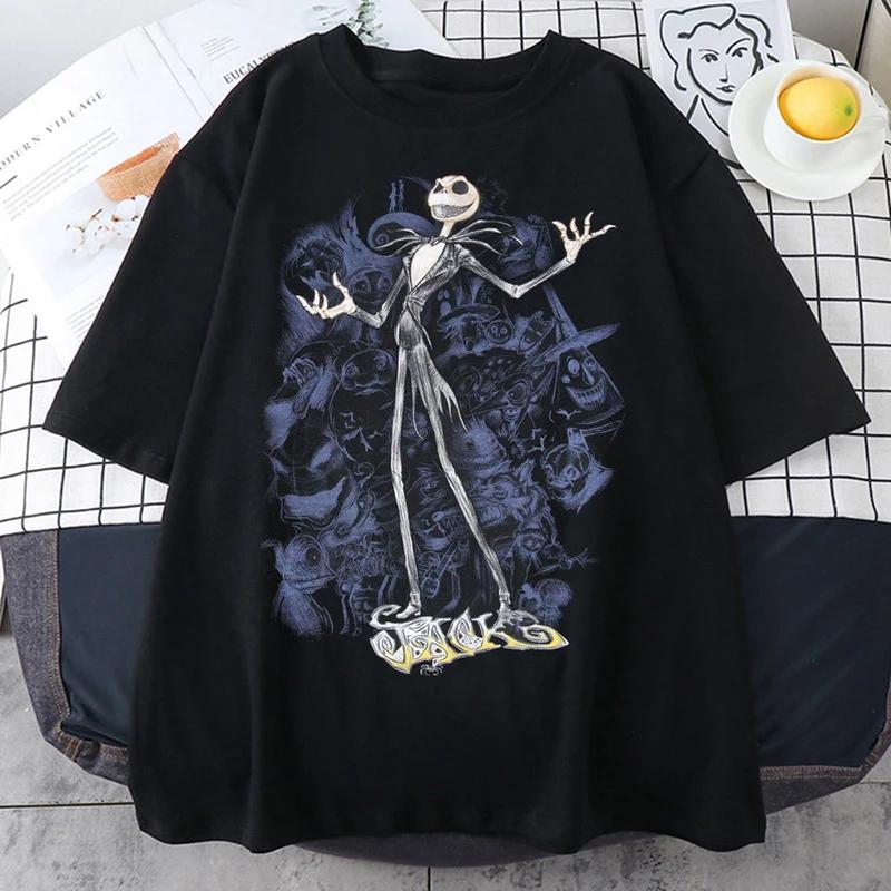 Vintage TShirts Nightmare Before Christmas Print Shortsleeve Gothic Women Unisex Tshirt Top Y2K Shirt Streetwear Harajuku