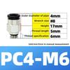 Pneumatik-Fittings Messing Mini-Verbinder Luftschlauch Schnellkupplung PC4-M3/M4/M5 4mm Gewinde Durchgangsgerade Verbindung