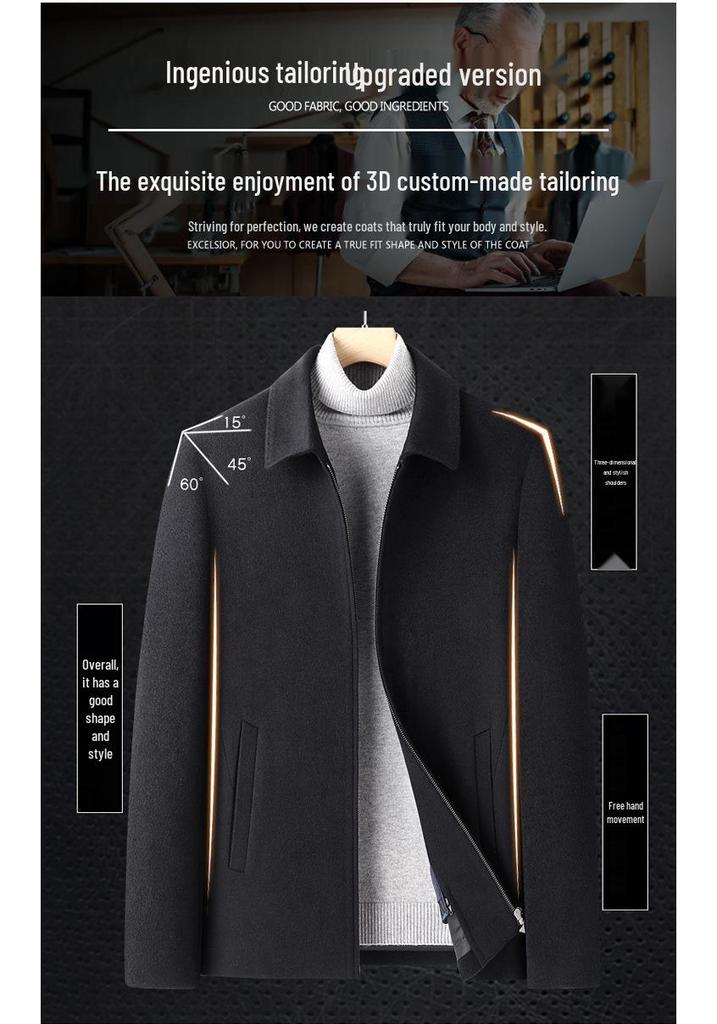 Men's Woolen Lapel Jacket with Detachable Liner - Warm and Thick for Autumn/Winter