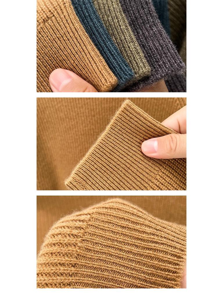 Men's Autumn & Winter 100% Wool Half-High Neck Sweater - Middle-Aged & Dad's Fashion