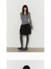 Vintage High-Waisted Wool Midi Skirt with Pockets - Gray Fluffy Design for Autumn/Winter