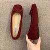 French Retro Ballet Flat Bottom Shallow Mouth Single Shoes Women's New Woolen Soft Sole Doudou Shoes One Pedal Ladyshoes