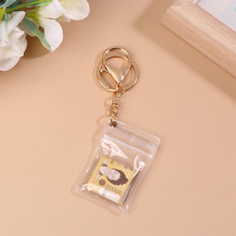 Creative Simulation Banknote Keychain Mini Money Bag Keychain Car Key Holder Us Dollars/Korean Won Collection Gifts
