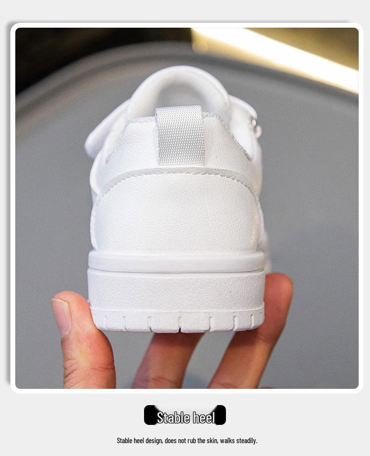 2025 Spring/Autumn Waterproof Leather Girls' White Sneakers
