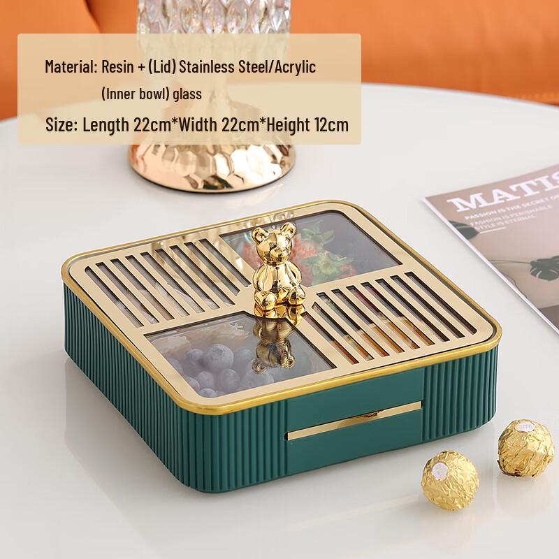 Naijiang Light Luxury Melamine Green 4-Compartment Serving Tray