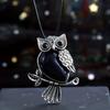 1pc JXMYBA Artificial Crystal Owl Pendant Necklace, Amethyst Rose Quartz Faux Gemstone Lucky Jewelry, Women'S Handmade Stone Pendant with Artificial F