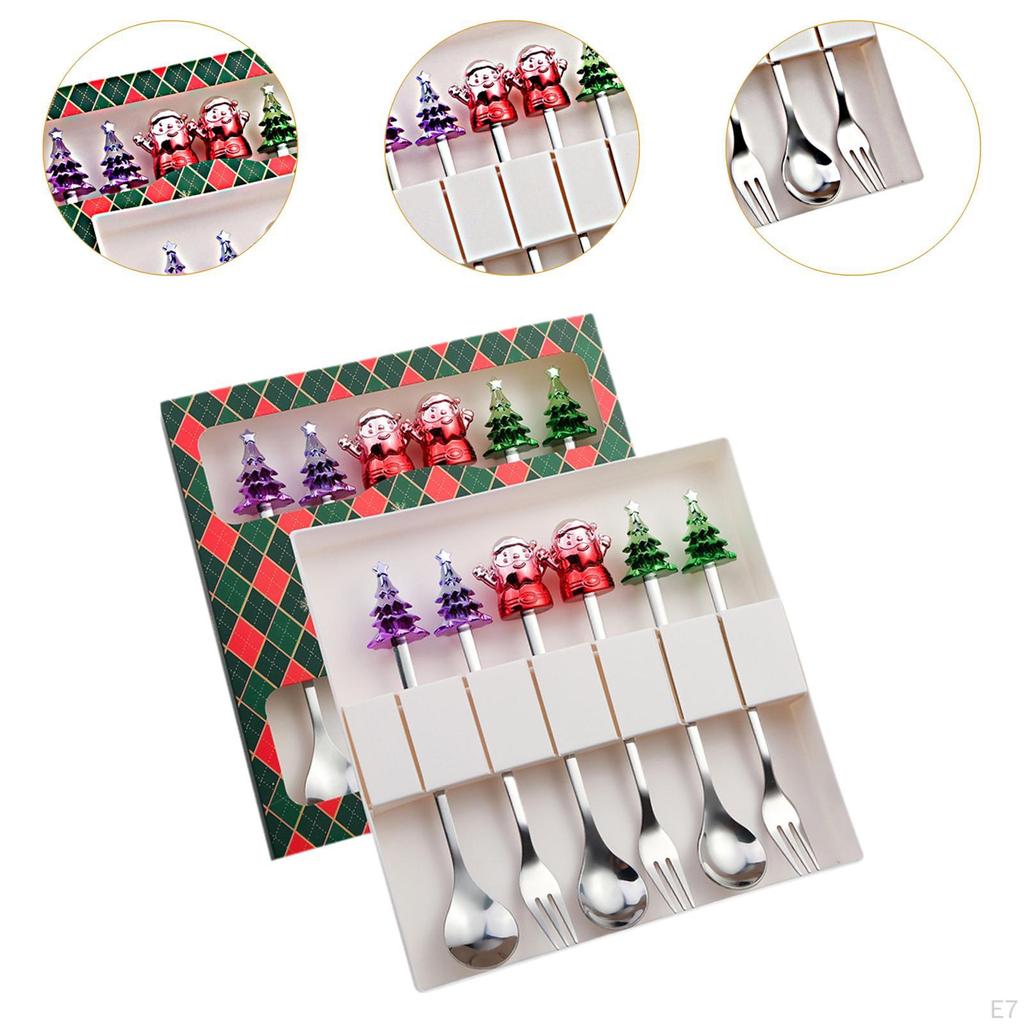 6 kusů Vánoční dezertní vidlička lžíce příborová sada nádobí Vánoce do kuchyně
