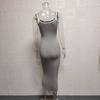Women's Summer New Sexy Solid Color Spaghetti Strap Midi Dress Backless Slim Fit Ribbed Knit Bodycon Dress for Party Club Daily Wear