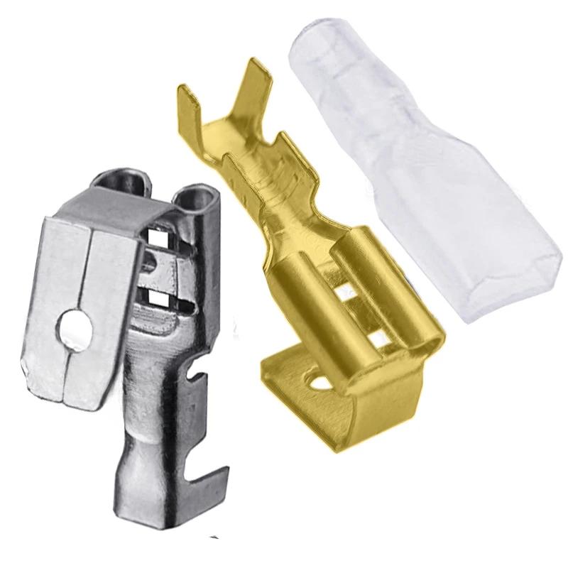 

6.3mm 4.8mm Anti-back Strap Self-locking Plug Spring Cold-Pressed Terminal Block Wire Copper Joint DJ6212-4.8B DJ6212-6.3B